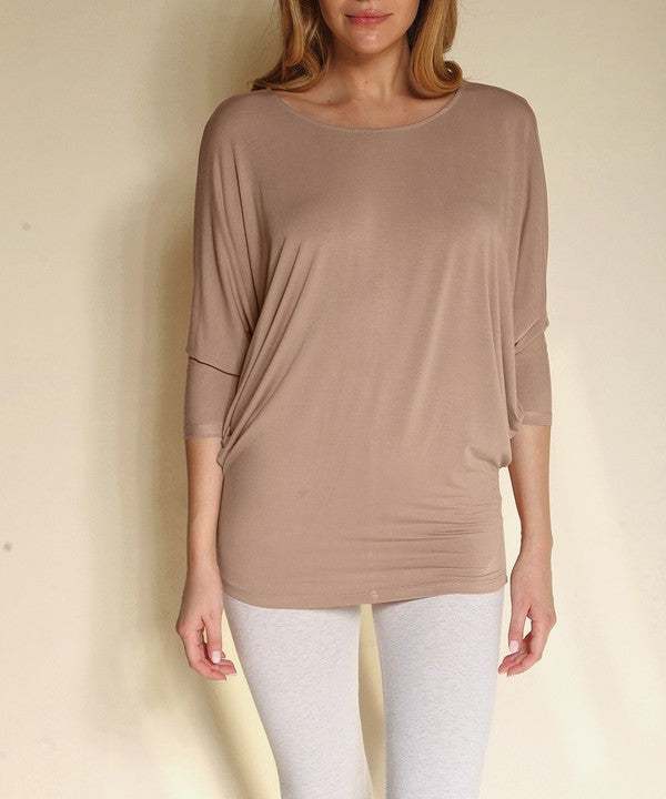 BAMBOO SIDE ROUCH DOLMAN TOP