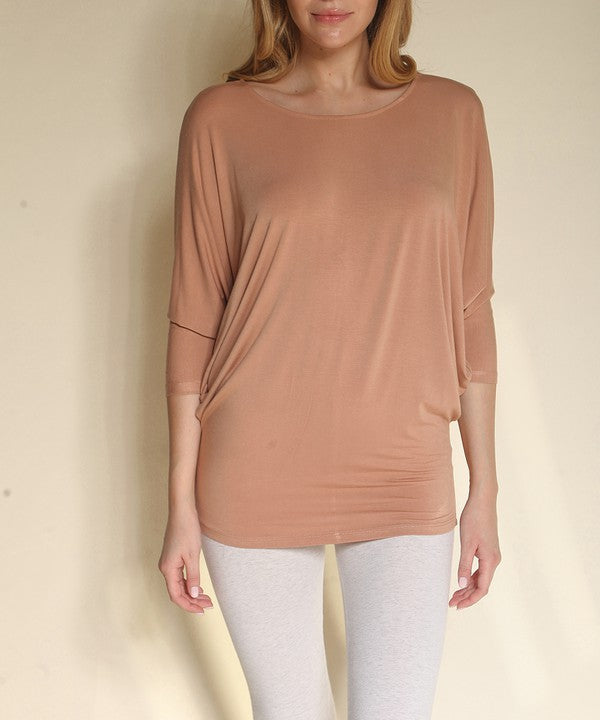 BAMBOO SIDE ROUCH DOLMAN TOP