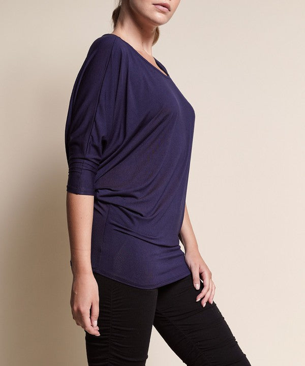 BAMBOO SIDE ROUCH DOLMAN TOP