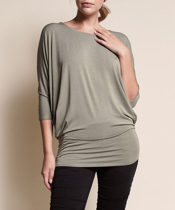 BAMBOO SIDE ROUCH DOLMAN TOP