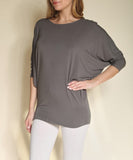 BAMBOO SIDE ROUCH DOLMAN TOP