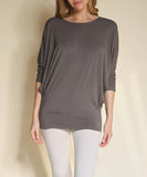 BAMBOO SIDE ROUCH DOLMAN TOP