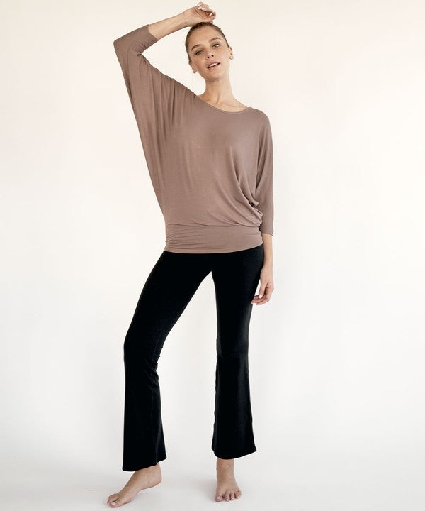 BAMBOO SIDE ROUCH DOLMAN TOP