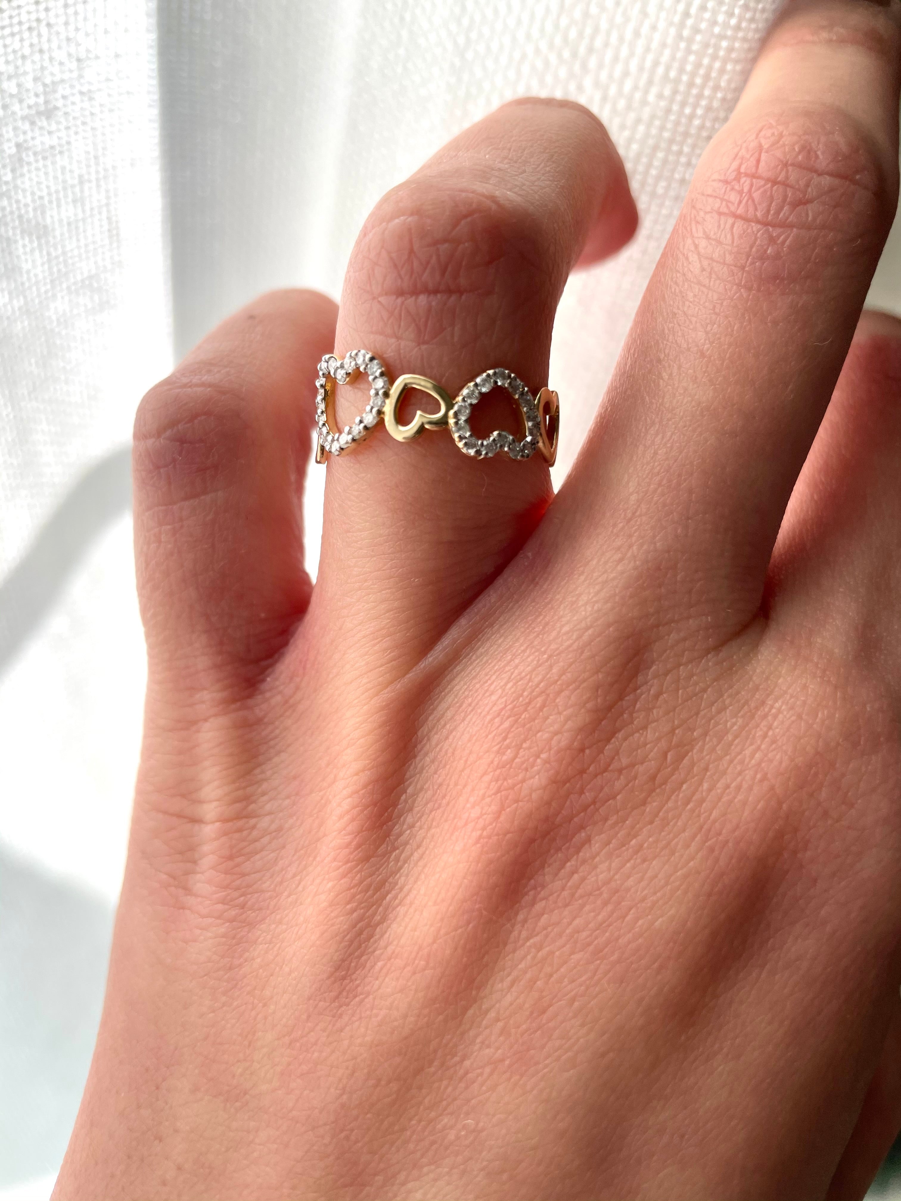 Full of 14K Gold Hearts Diamond Ring