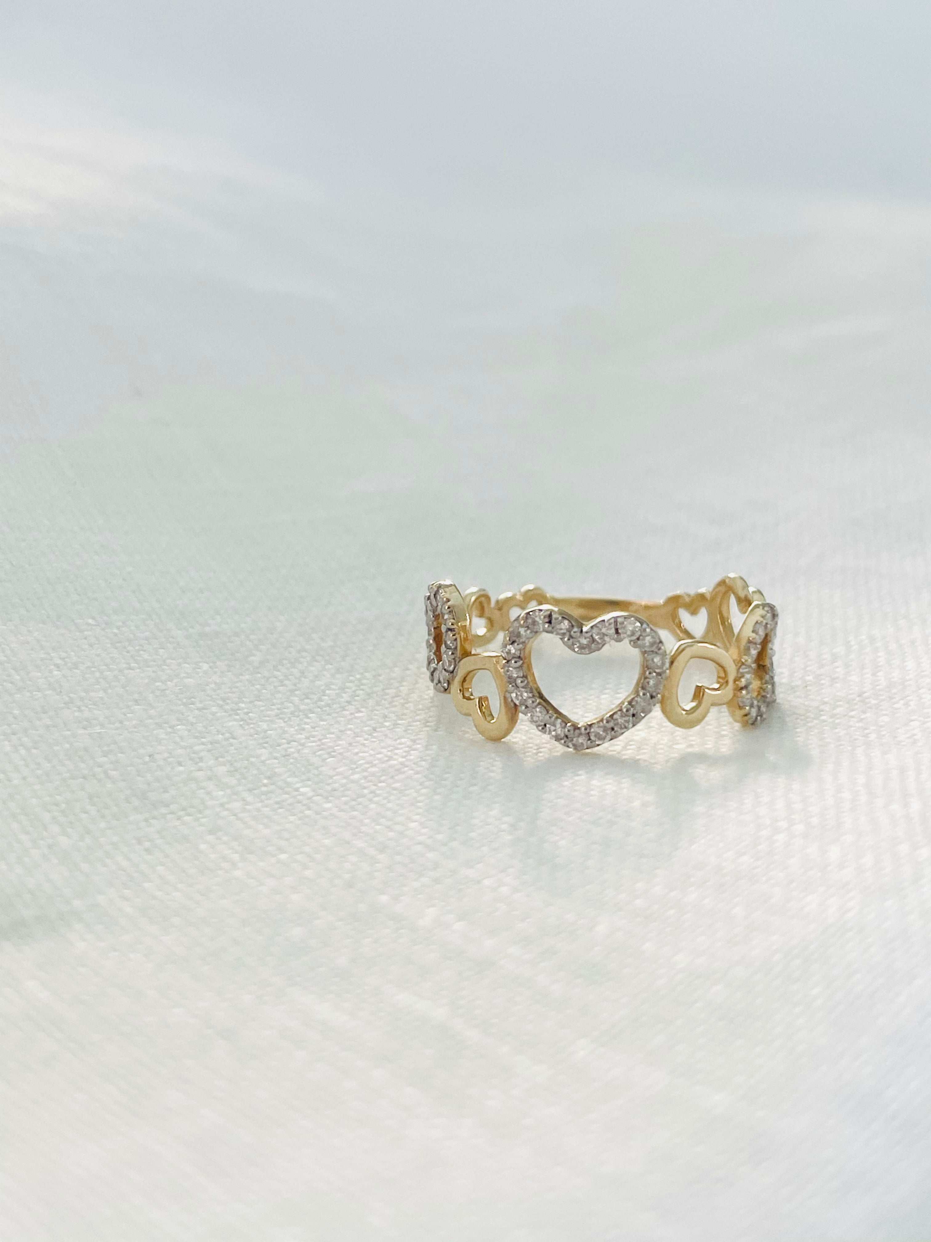 Full of 14K Gold Hearts Diamond Ring
