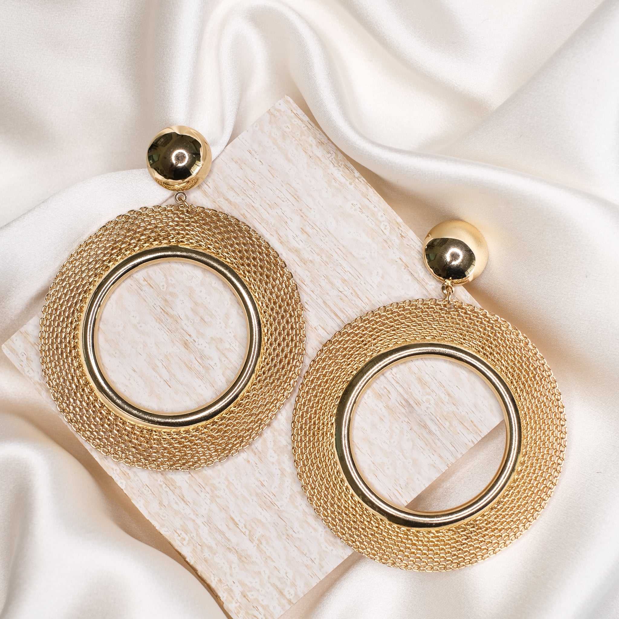 large gold hoops mesh gold hoops