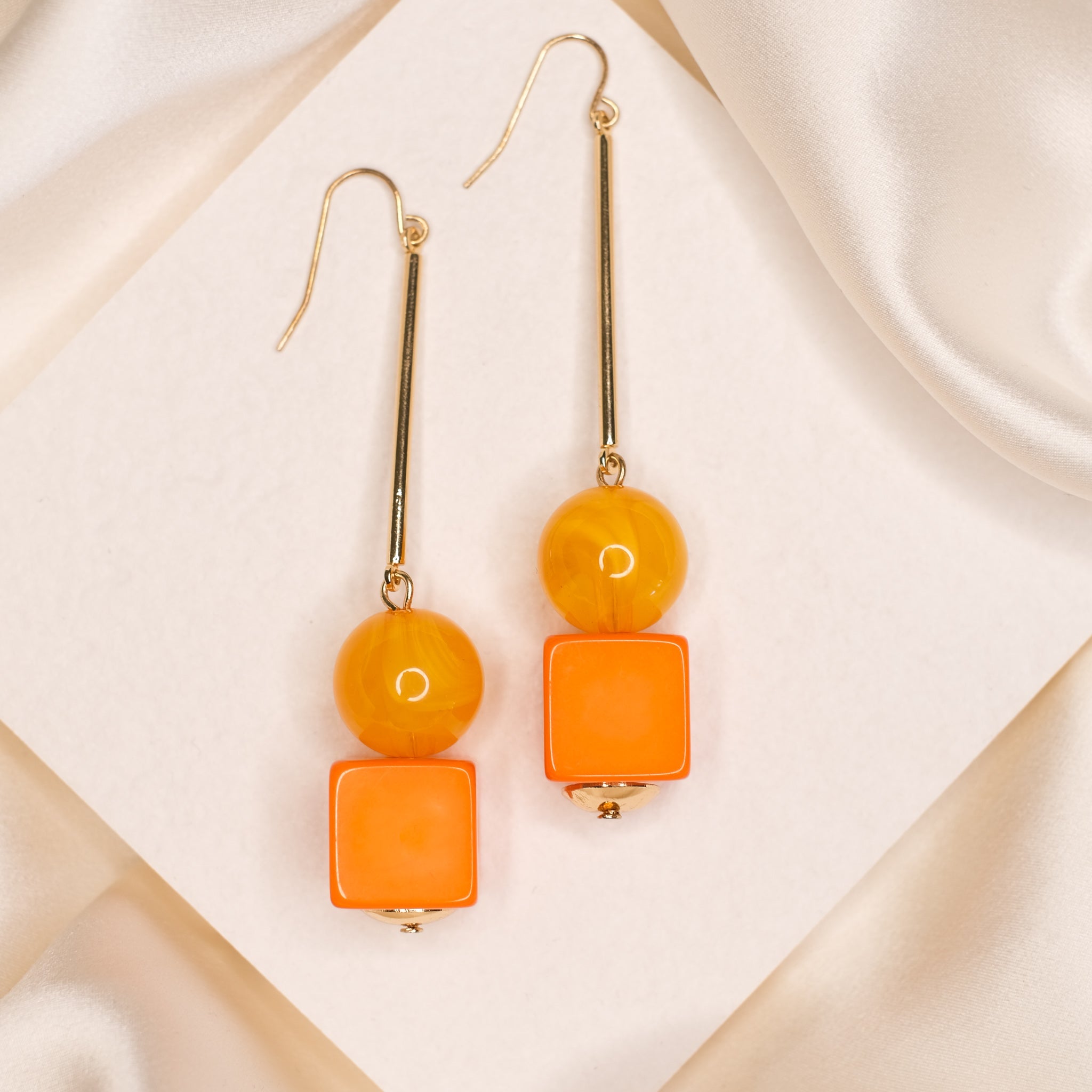 gold yellow mustard geometric earrings summer earrings 