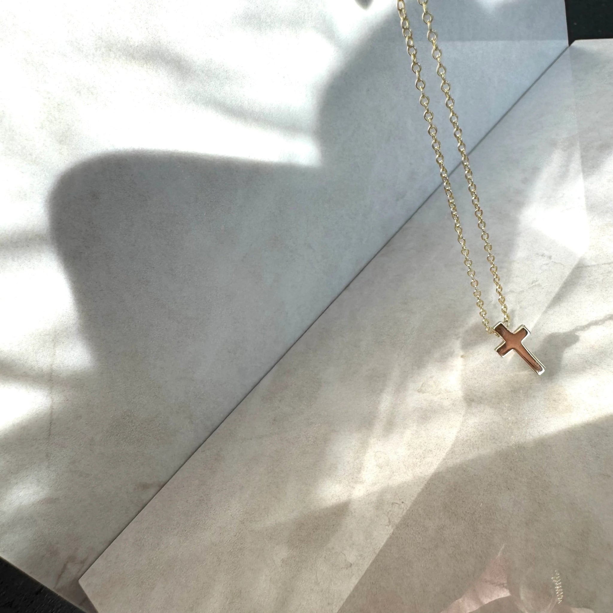 Minimalist 14Kt Gold Vermeil Dainty Cross Necklace