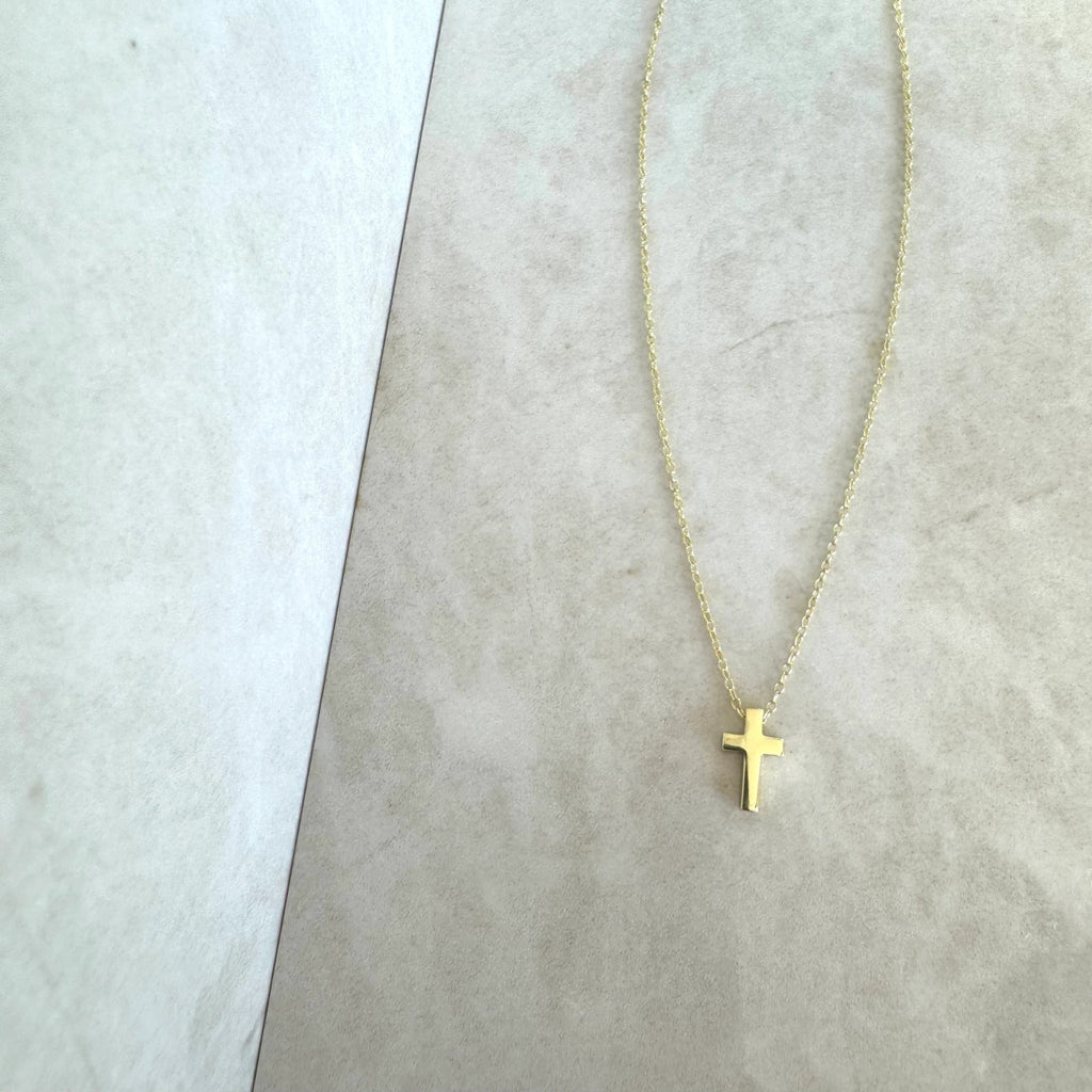 Minimalist 14Kt Gold Vermeil Dainty Cross Necklace