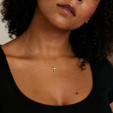 Moonsinite 14kt Gold Fill Dainty Diamond Cross Necklace