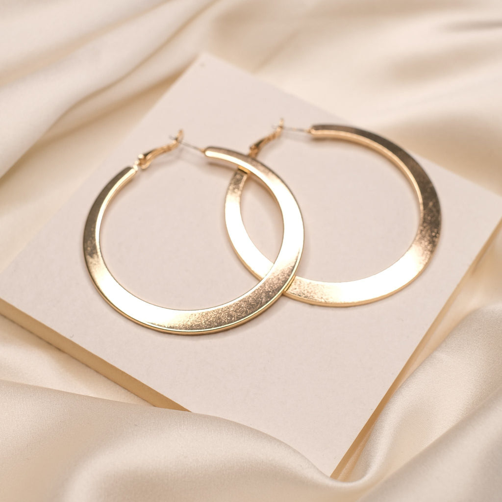 Gold Flat Hoop Earring Earrings Marandria