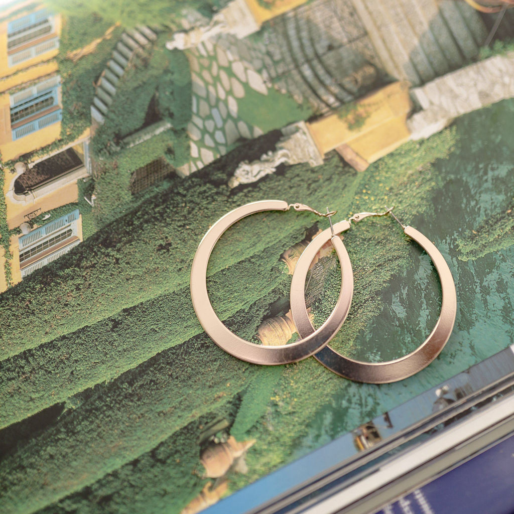 Gold Flat Hoop Earring Earrings Marandria