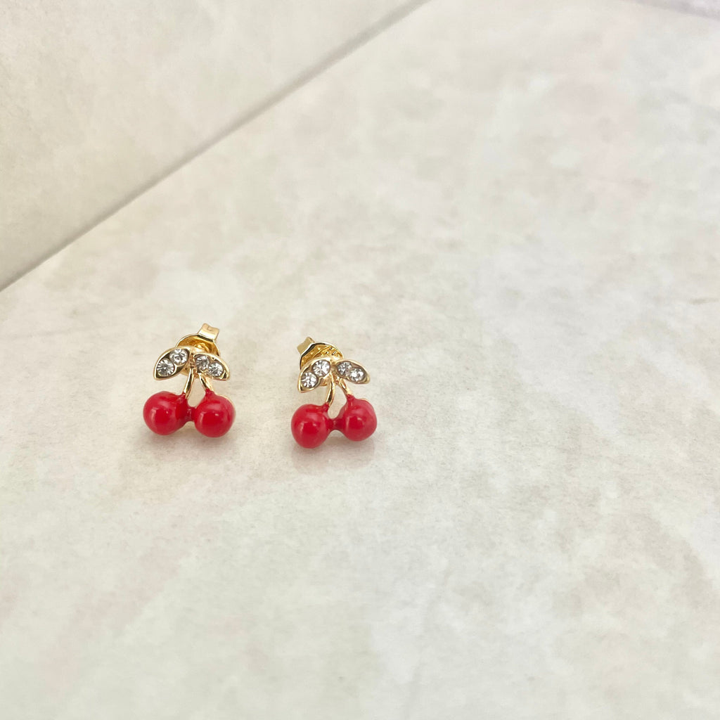 diamond cherry stud earrings - diamond cherry earrings