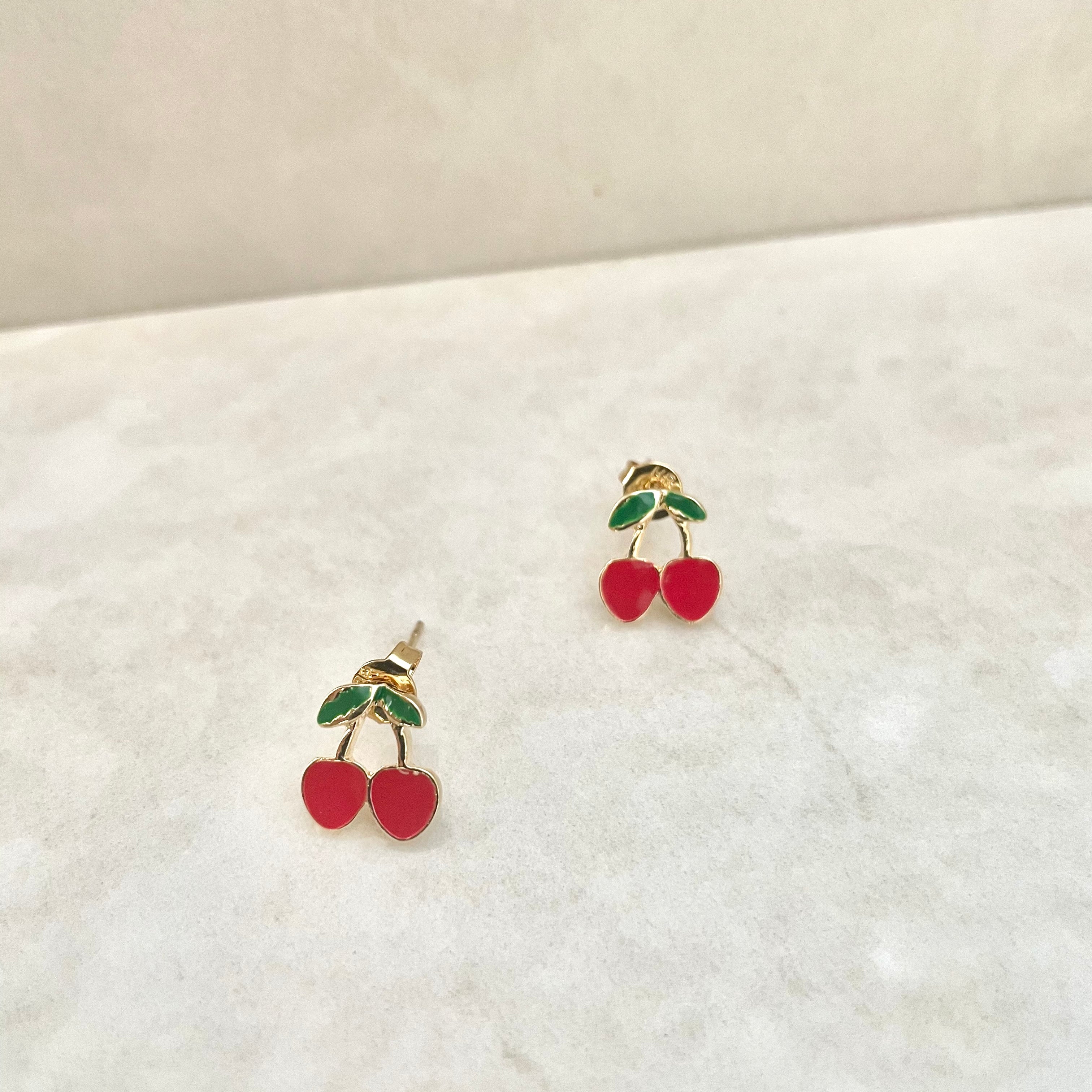 cherry earrings - women's cherry stud earrings