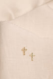 14K Gold Cross Earring Studs